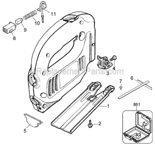Page A Diagram and Parts List for Type 2 Black and Decker Jig Saw